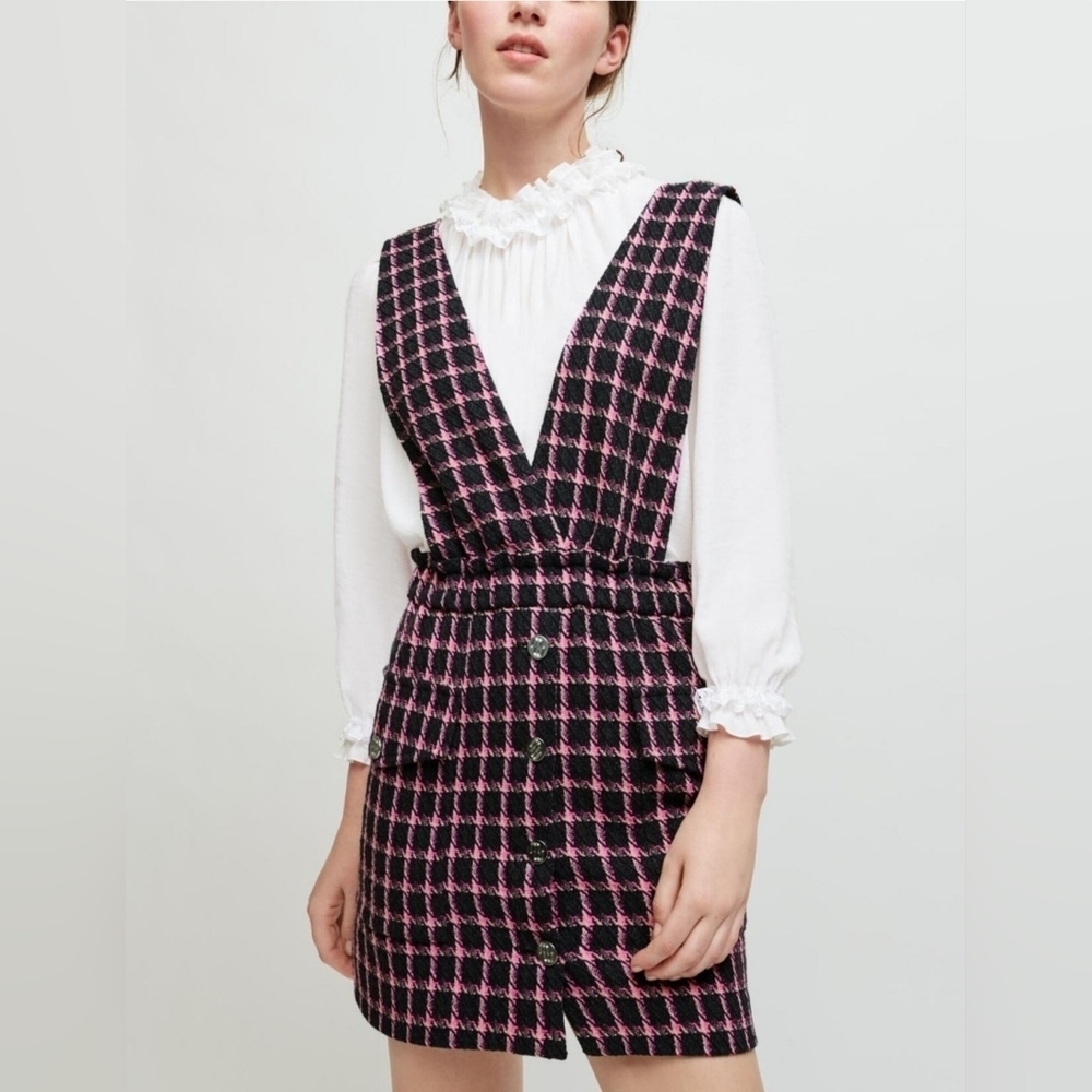 Maje Check Strapless Dress, VGUC, Size S